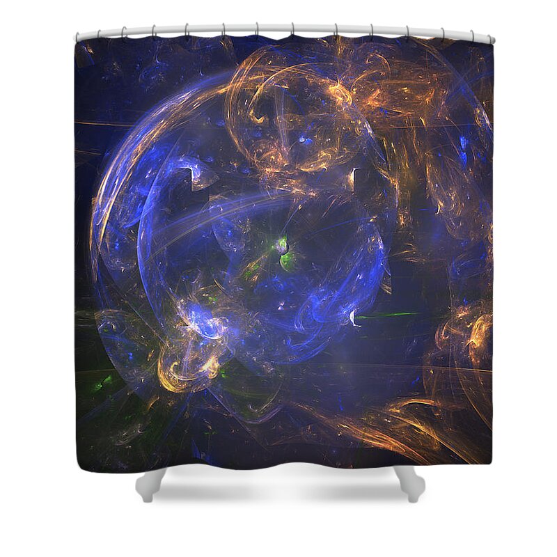Art Shower Curtain featuring the digital art No Warning by Jeff Iverson