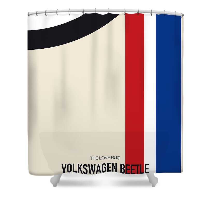 Volkswagen Shower Curtain featuring the digital art No014 My HERBIE minimal movie car poster by Chungkong Art