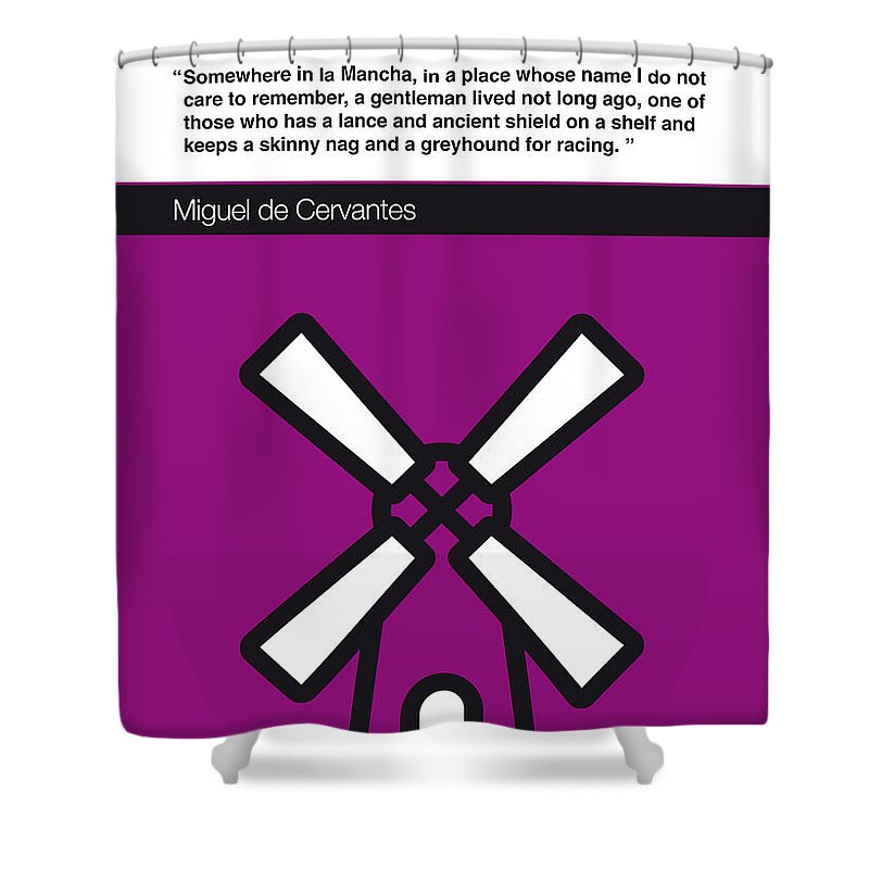 Miguel Shower Curtain featuring the digital art No027-MY-Don Quixote-Book-Icon-poster by Chungkong Art