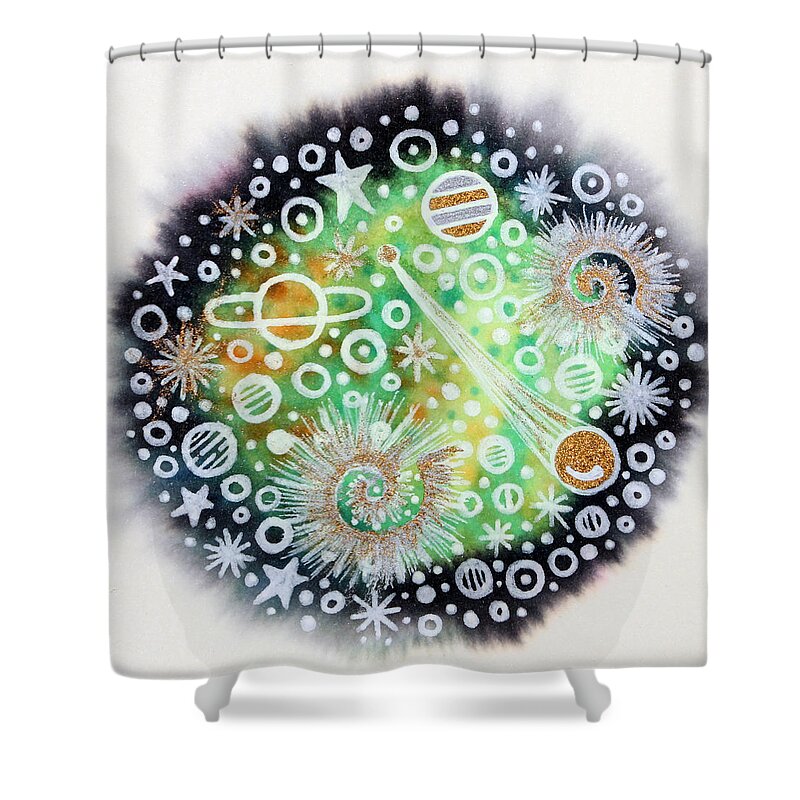 Space Cosmos Universe Galaxy Nebula Planets Comets Asteroids Ufos Shooting Stars Spirals Swirls Meteors Shower Curtain featuring the photograph No.16 by Daniel Icaza