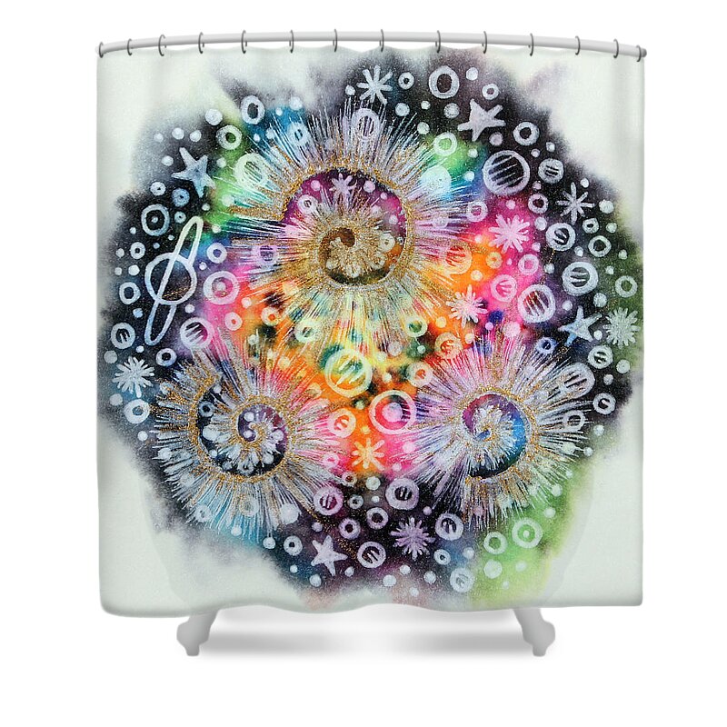 Space Cosmos Universe Galaxy Nebula Planets Comets Asteroids Ufos Shooting Stars Spirals Swirls Meteors Shower Curtain featuring the photograph No.20 by Daniel Icaza