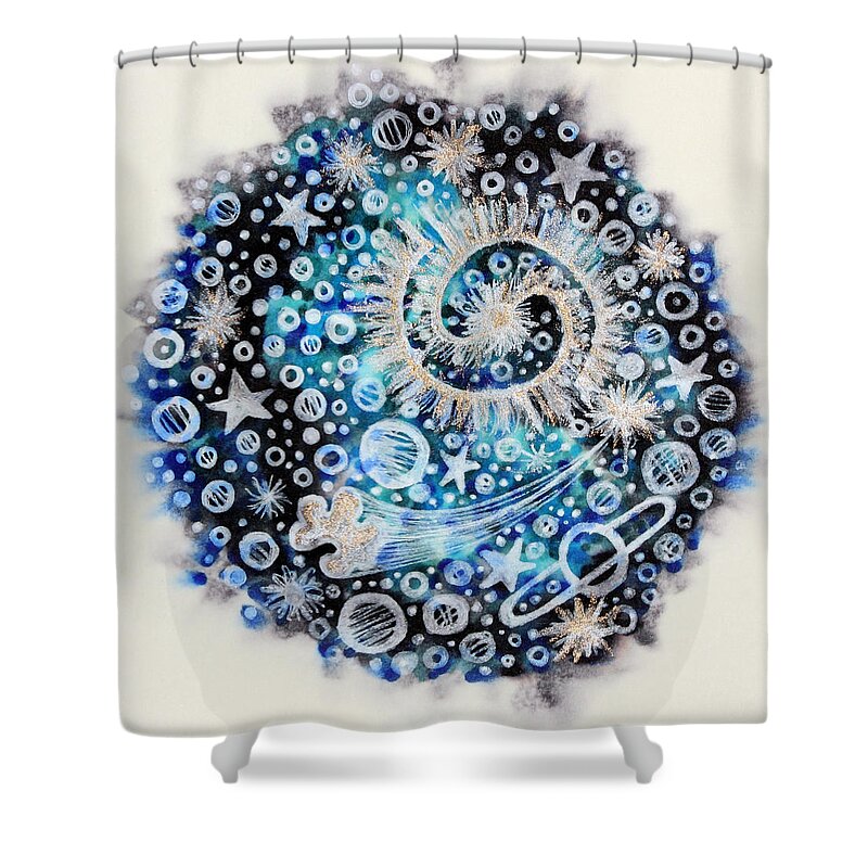 Space Cosmos Universe Galaxy Nebula Planets Comets Asteroids Ufos Shooting Stars Spirals Swirls Meteors Shower Curtain featuring the photograph No.28 by Daniel Icaza