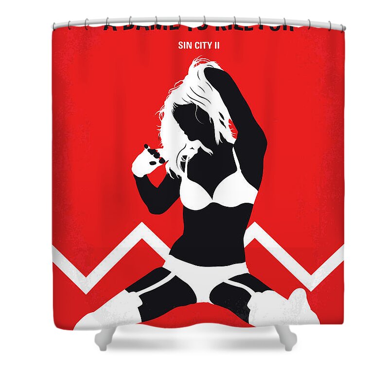Sin Shower Curtain featuring the digital art No304-2 My SIN CITY a dame to kill for minimal movie poster by Chungkong Art