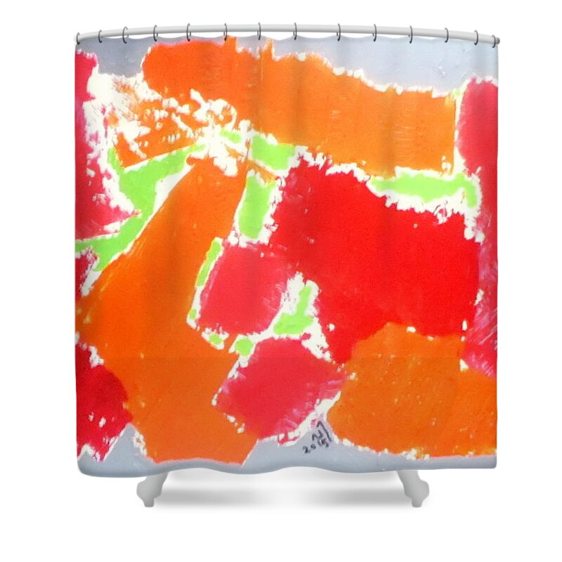 Irregular Forms Shower Curtain featuring the painting No.431 by Vijayan Kannampilly