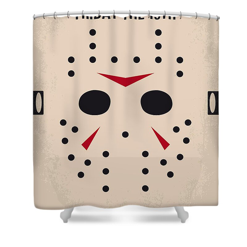 Friday Shower Curtain featuring the digital art No449 My Friday the 13th minimal movie poster by Chungkong Art