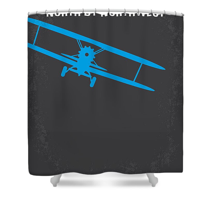 North By Northwest Shower Curtain featuring the digital art No535 My North by Northwest minimal movie poster by Chungkong Art