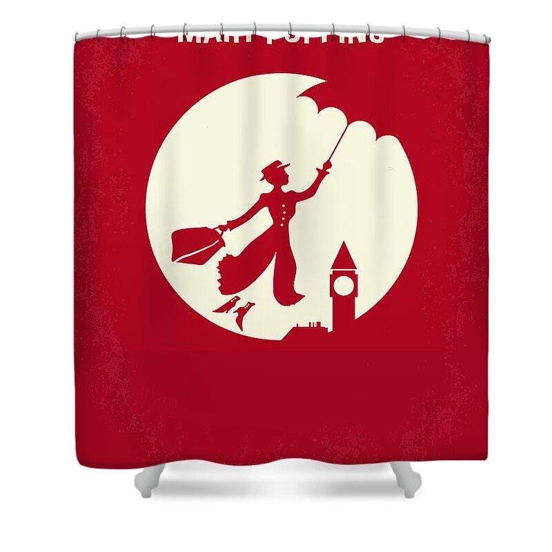 Mary Poppins Shower Curtain featuring the digital art No539 My Mary Poppins minimal movie poster by Chungkong Art