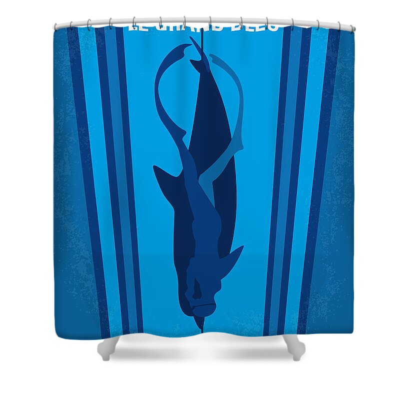 Big Blue Shower Curtain featuring the digital art No577 My Big Blue minimal movie poster by Chungkong Art
