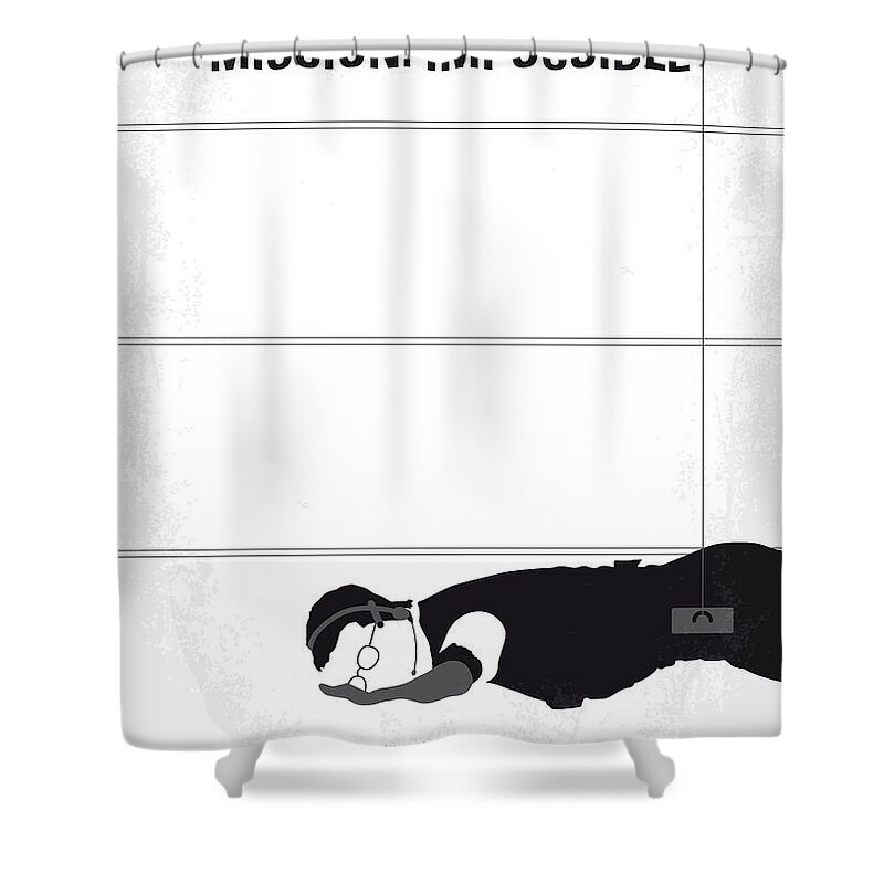 Mission Impossible Shower Curtain featuring the digital art No583 My Mission Impossible minimal movie poster by Chungkong Art