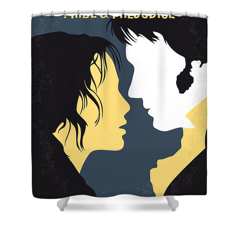 Pride And Prejudice Shower Curtain featuring the digital art No584 My Pride and Prejudice minimal movie poster by Chungkong Art