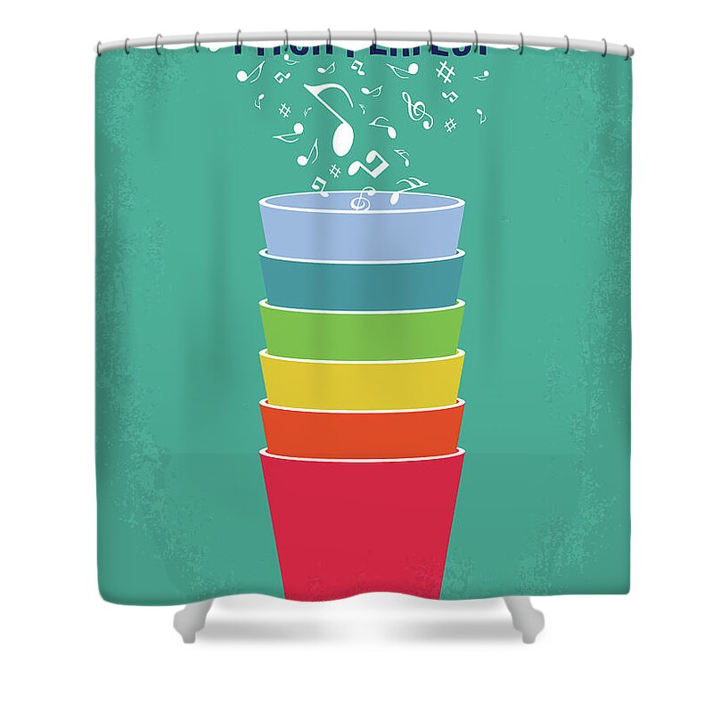 Pitch Perfect Shower Curtain featuring the digital art No660 My Pitch Perfect minimal movie poster by Chungkong Art