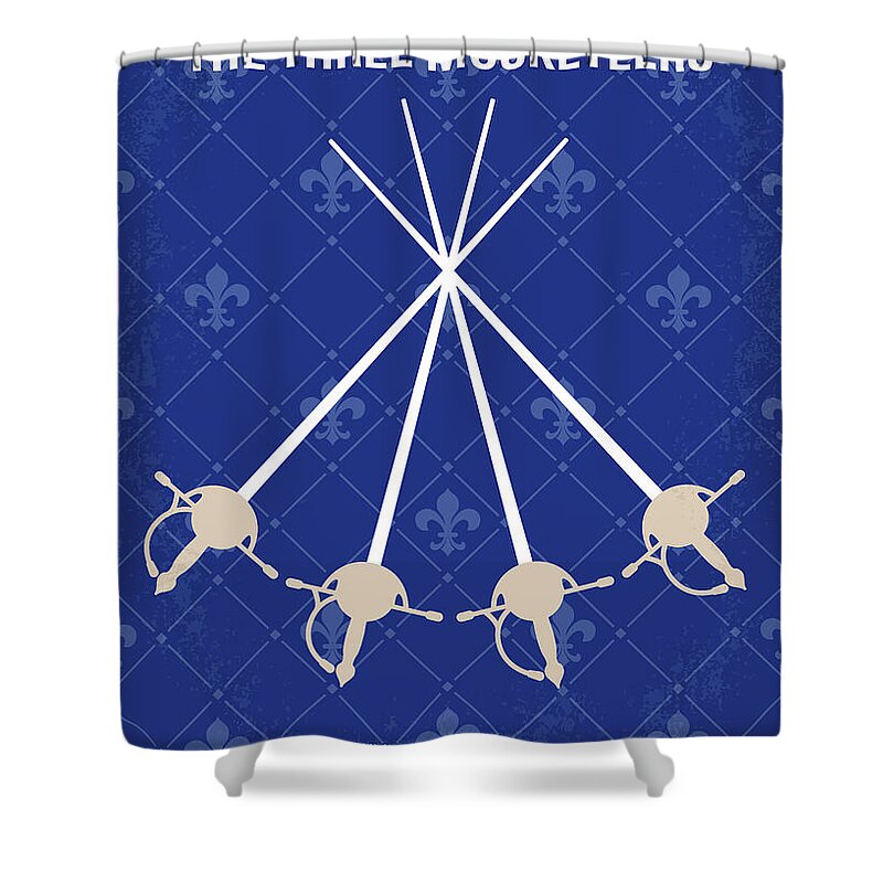 The Three Musketeers Shower Curtain featuring the digital art No724 My The Three Musketeers minimal movie poster by Chungkong Art