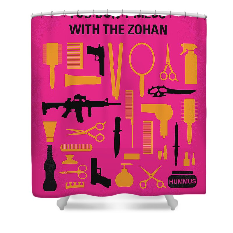 You Dont Mess With The Zohan Shower Curtain featuring the digital art No743 My You Dont Mess with the Zohan minimal movie poster by Chungkong Art