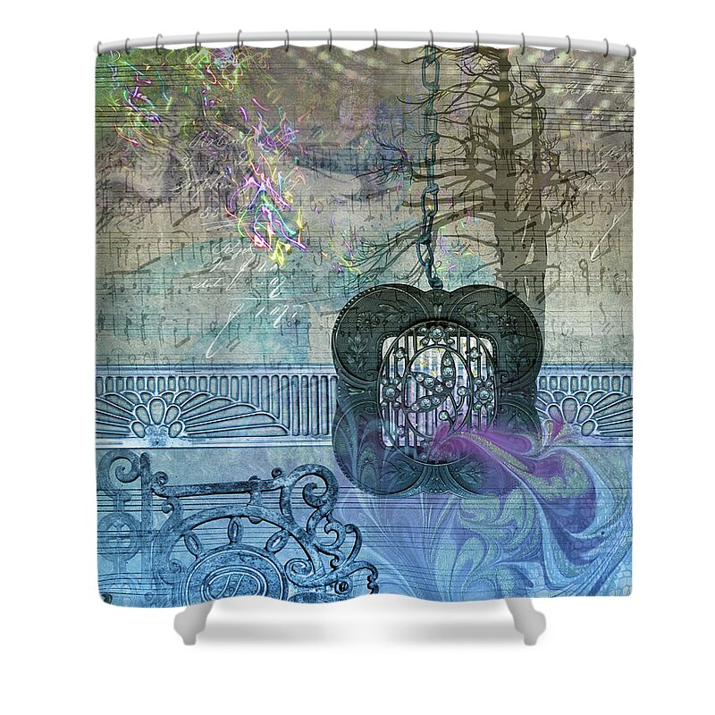 Nocturnal Shower Curtain featuring the digital art Nocturnal Orchestra by Linda Carruth