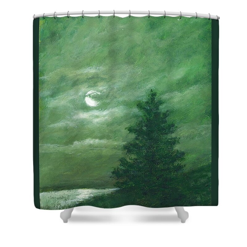 Pine Shower Curtain featuring the painting Nocturne in Green by Kathleen McDermott