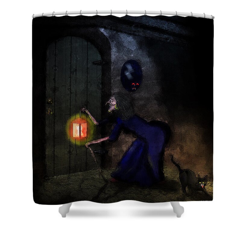 Afraid Shower Curtain featuring the digital art Noise in the Night by Ken Morris