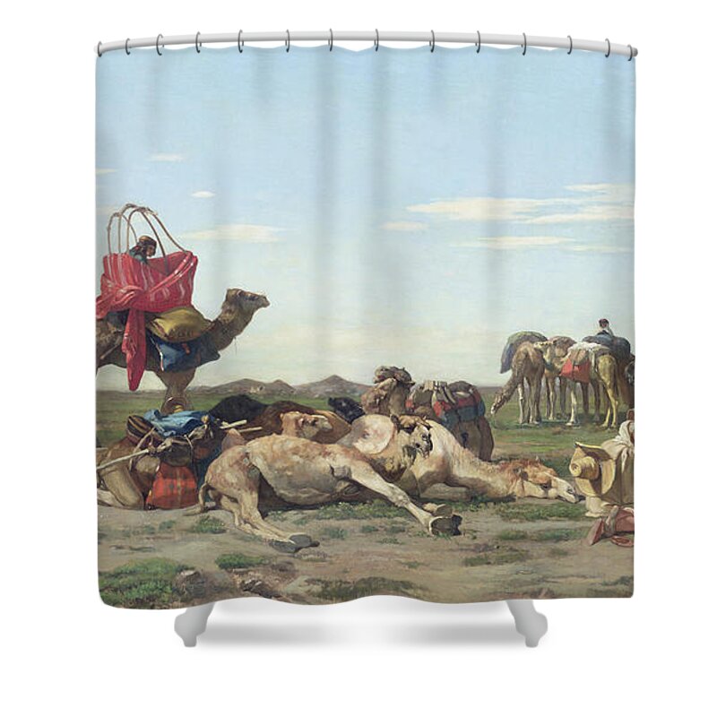 Nomads Shower Curtain featuring the painting Nomads in the Desert by Georges Washington