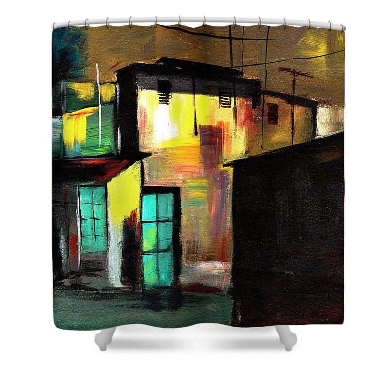 Cityscape Shower Curtain featuring the painting Nook by Anil Nene