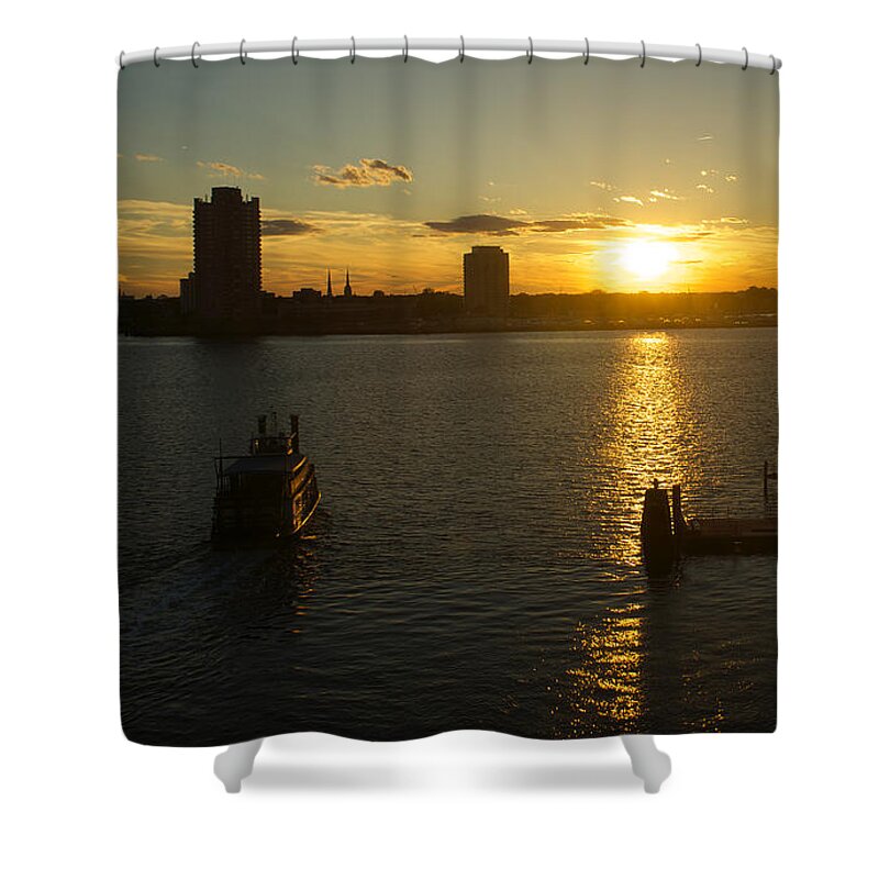 Sunset Shower Curtain featuring the photograph Norfolk paddle boat by Brooke Bowdren