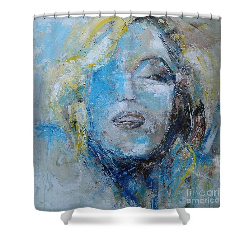 Marilyn Monroe Shower Curtain featuring the painting Norma Jeane by Dan Campbell