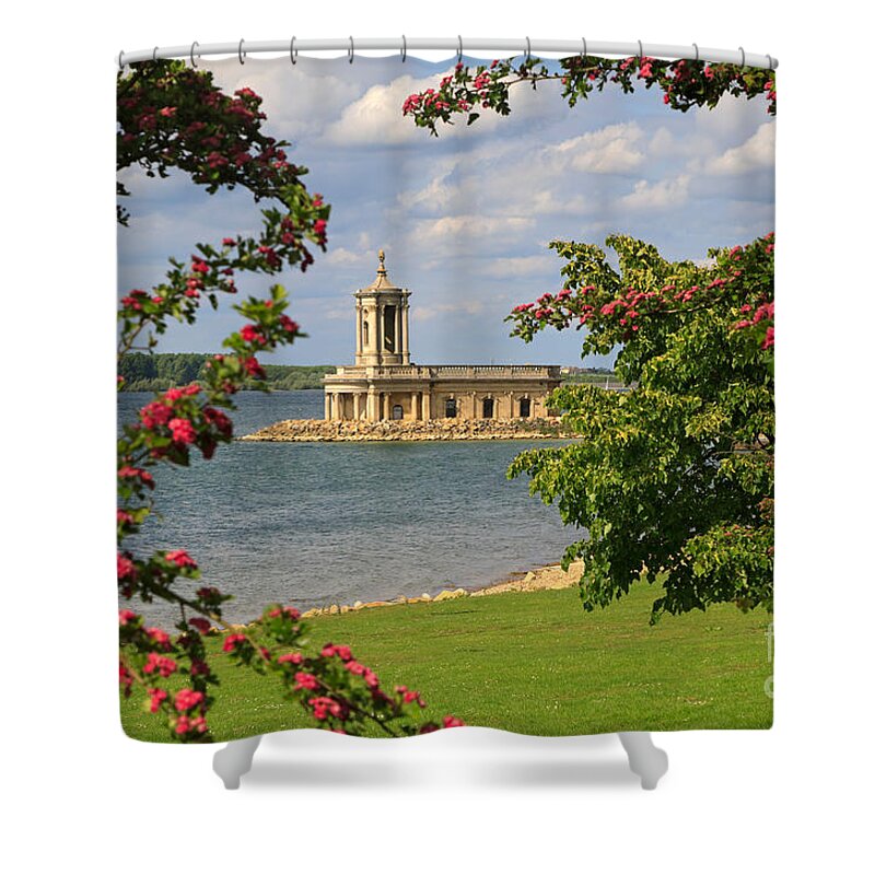Normanton Church Shower Curtain featuring the photograph Normanton Church Rutland Water in late spring by Louise Heusinkveld