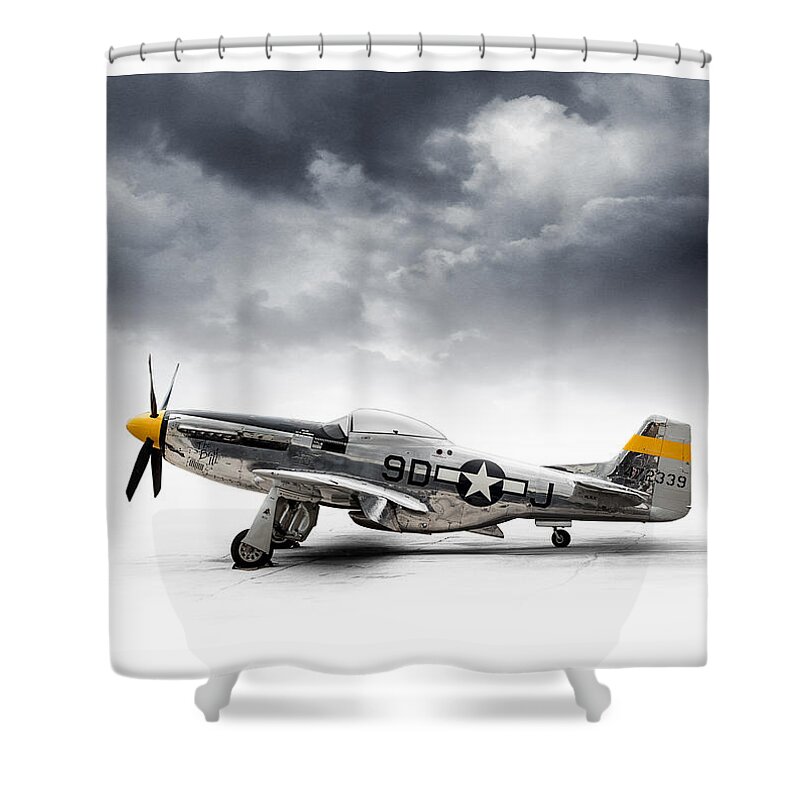 P-51 Mustang Shower Curtain featuring the digital art North American P-51 Mustang by Douglas Pittman