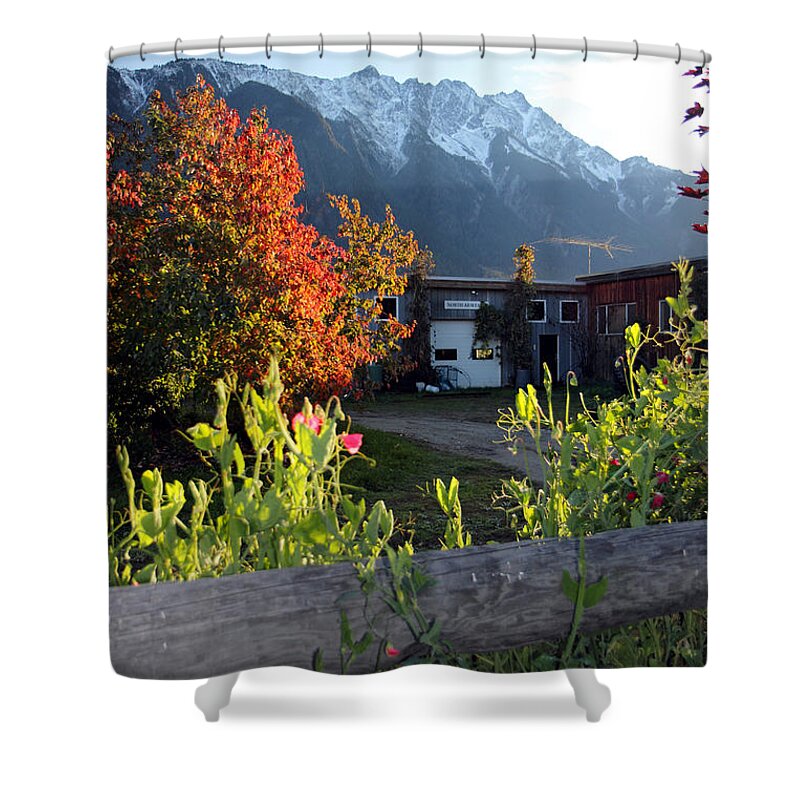 North Arm Farm Shower Curtain featuring the photograph North Arm Farm in autumn by Pierre Leclerc Photography