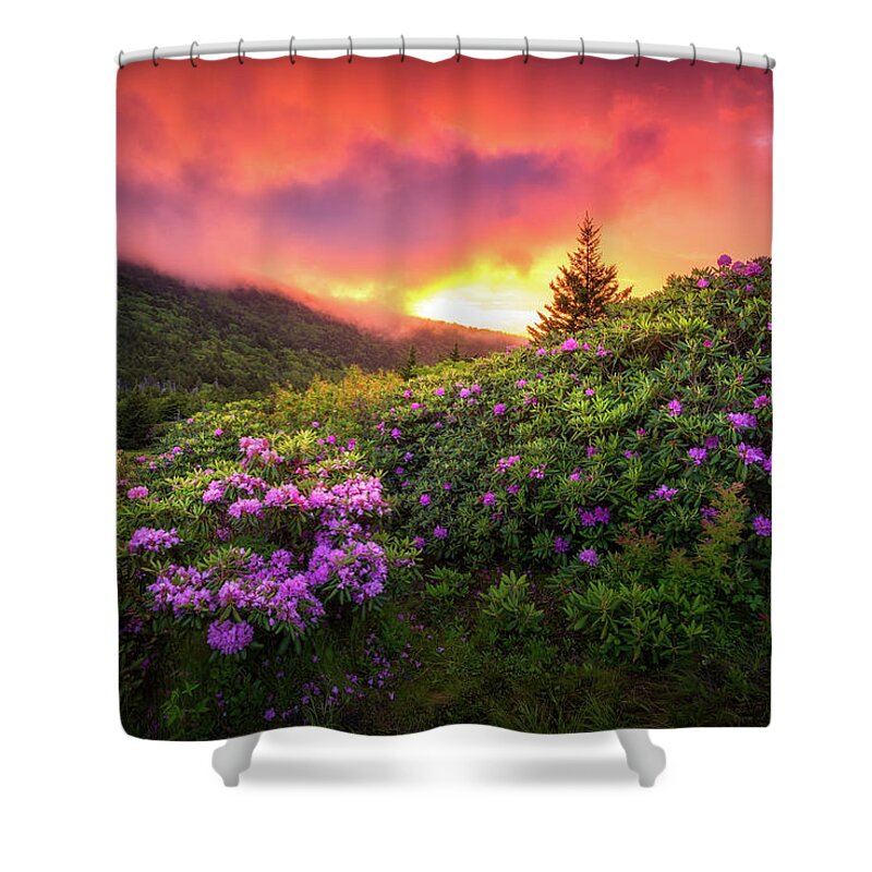 Mountains Shower Curtain featuring the photograph North Carolina Mountains Outdoors Landscape Appalachian Trail Spring Flowers Sunset by Dave Allen