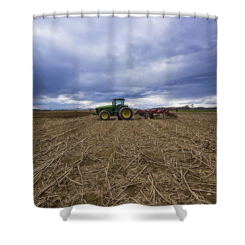 North Shower Curtain featuring the photograph North Fork Tractor by Robert Seifert