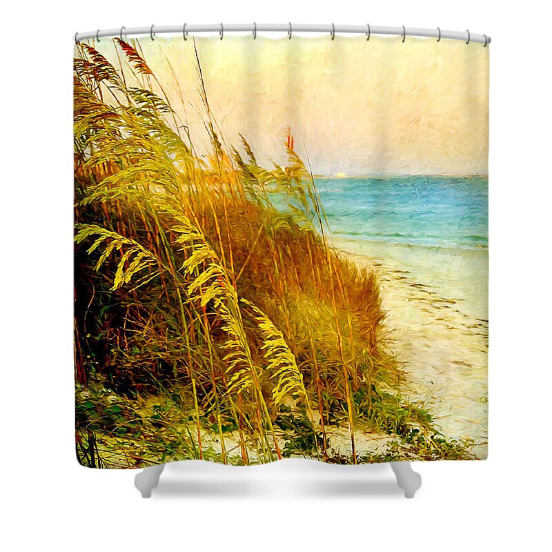 Seaoats Shower Curtain featuring the digital art North of River by Linda Olsen