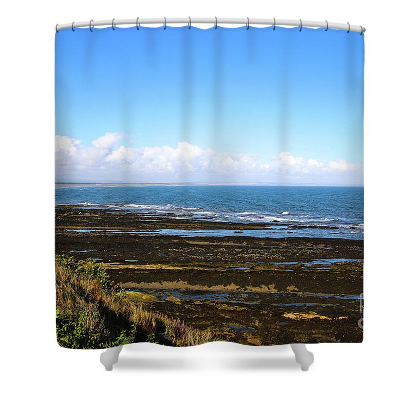 North Sea Shower Curtain featuring the photograph North Sea St Andrews Scotland by Veronica Batterson