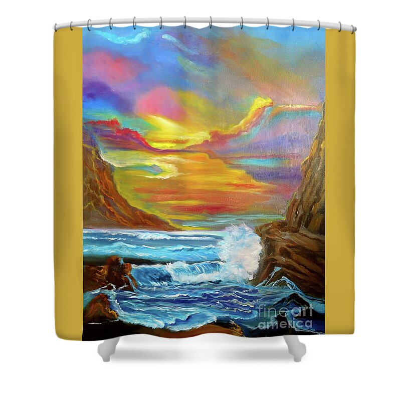 Oahu North Shore Shower Curtain featuring the painting North Shore by Jenny Lee