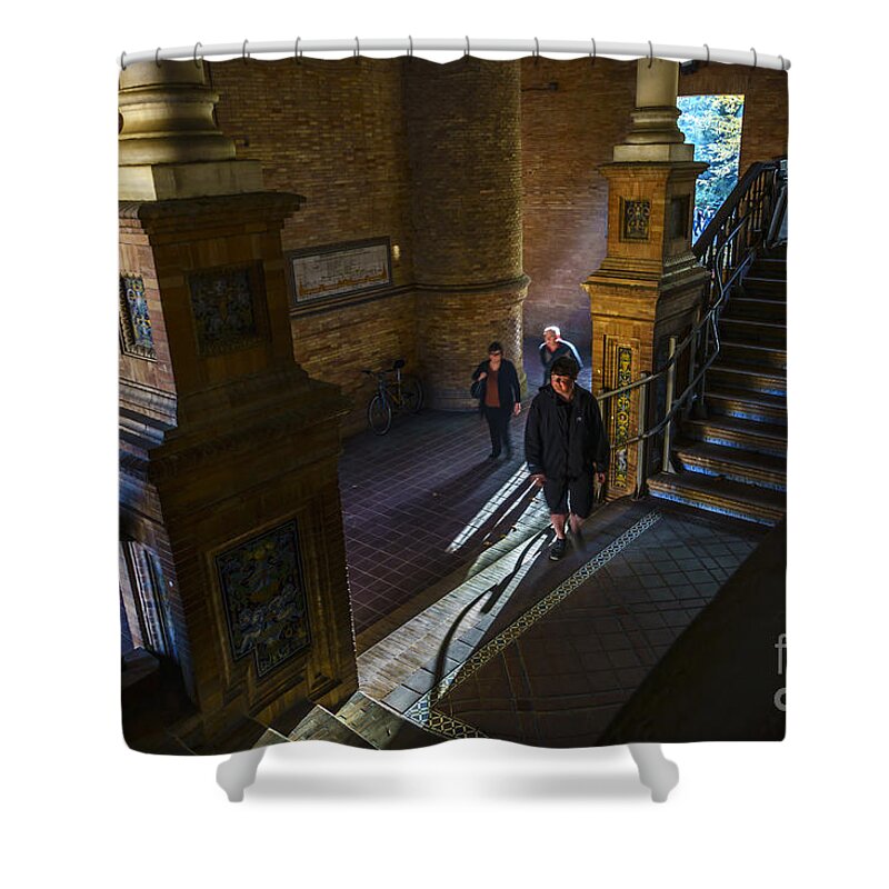 Andalucia Shower Curtain featuring the photograph North Tower Spain Square Seville Spain by Pablo Avanzini