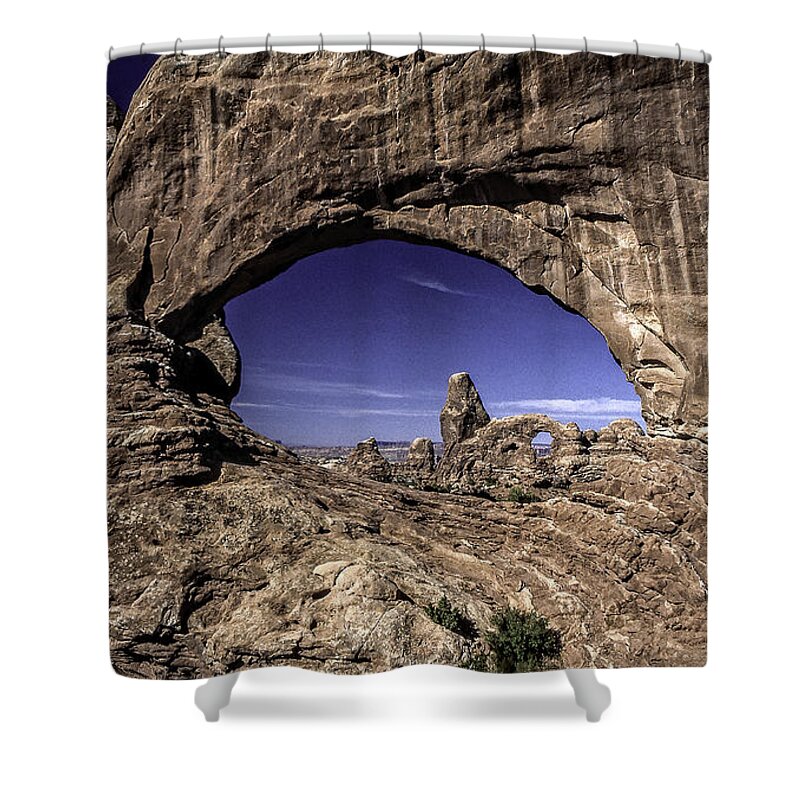 Utah Shower Curtain featuring the photograph North Window, Arches by Gary Shepard