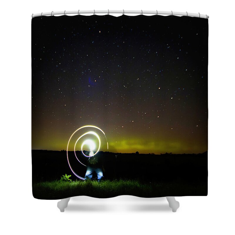 Abstract Shower Curtain featuring the photograph 023 - Night Writing by David Ralph Johnson