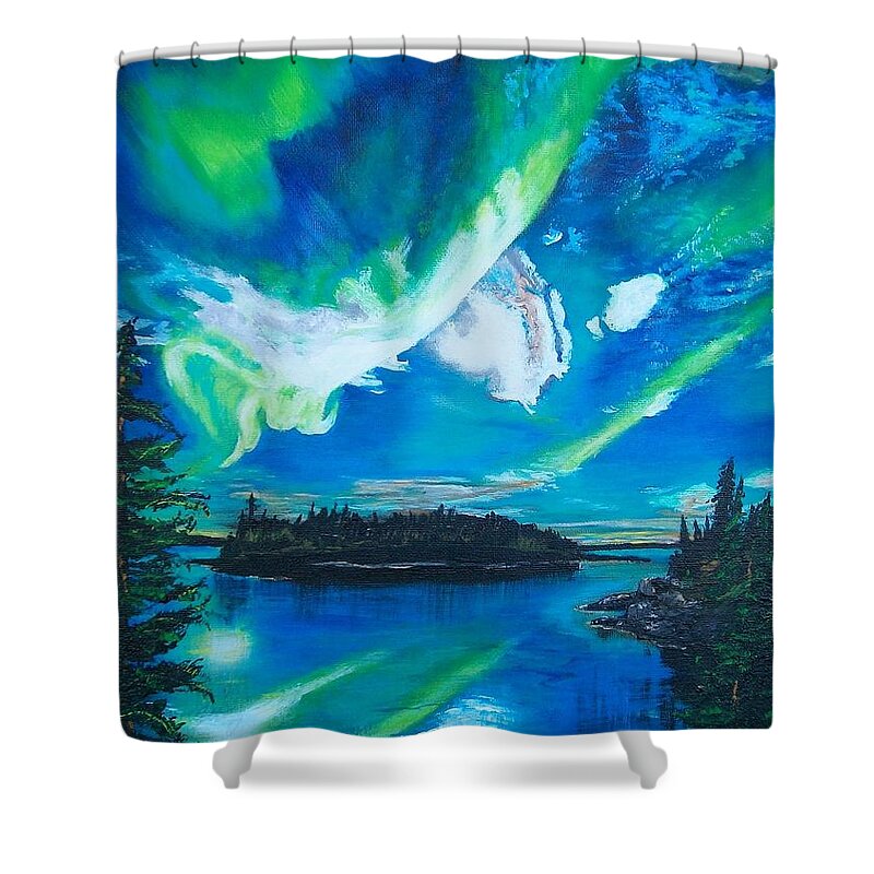 Northern Lights Shower Curtain featuring the painting Northern Lights by Sharon Duguay