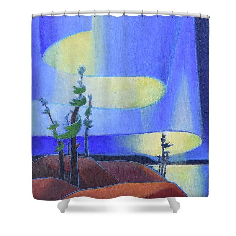 Barbel Smith Shower Curtain featuring the painting Northern Sky by Barbel Smith