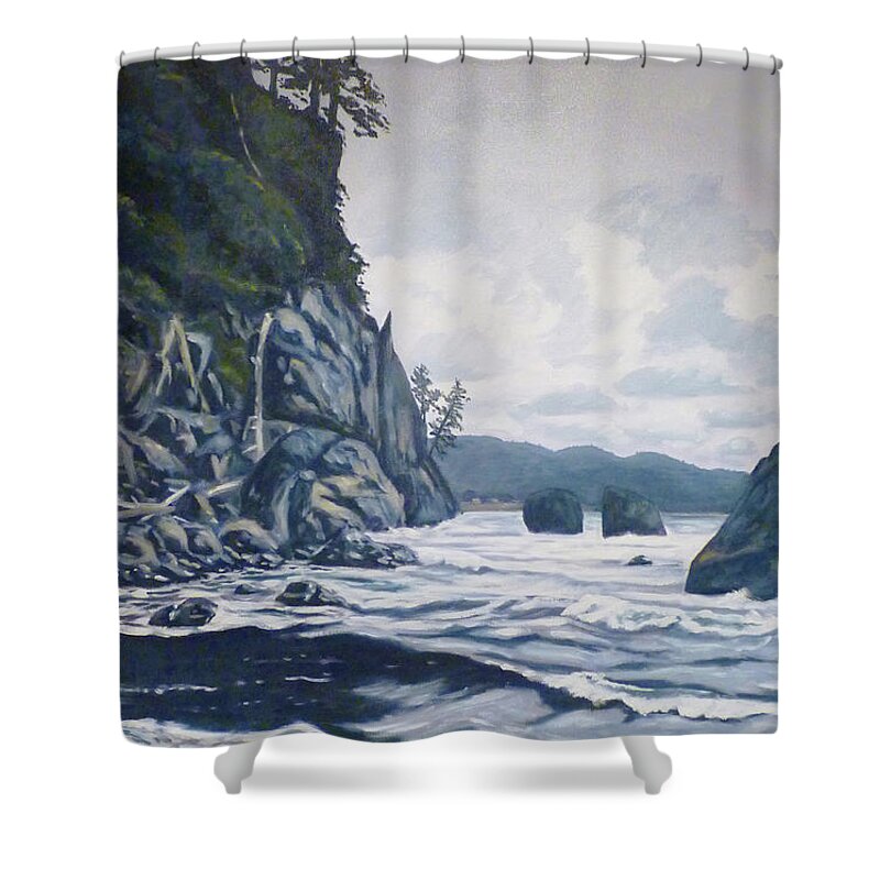 Landscape Shower Curtain featuring the painting Northwest Coast by Stan Chraminski