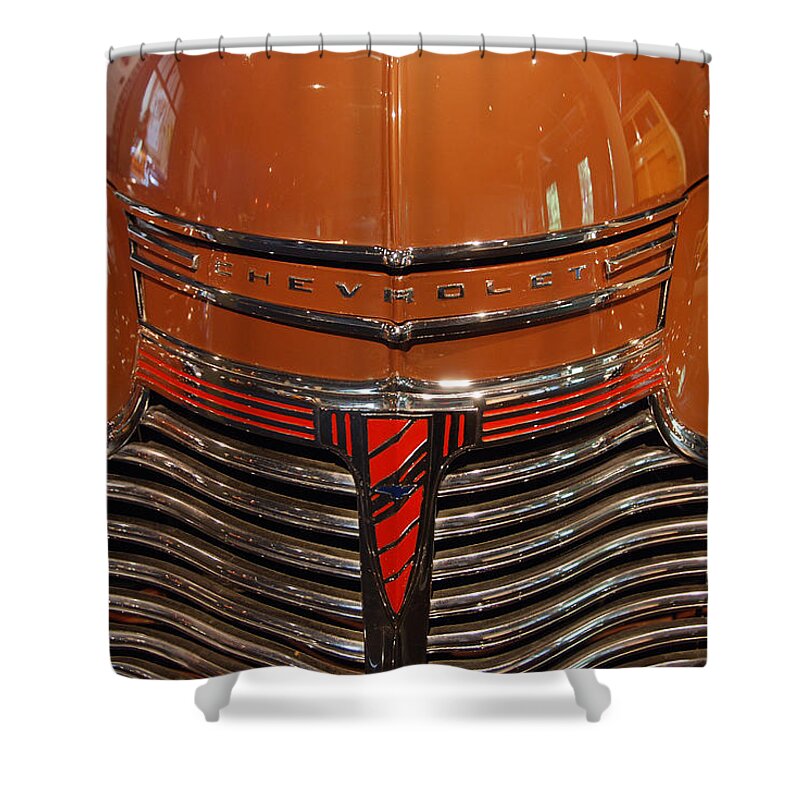 Automobiles Shower Curtain featuring the photograph Nose 1941 Chevy by John Schneider