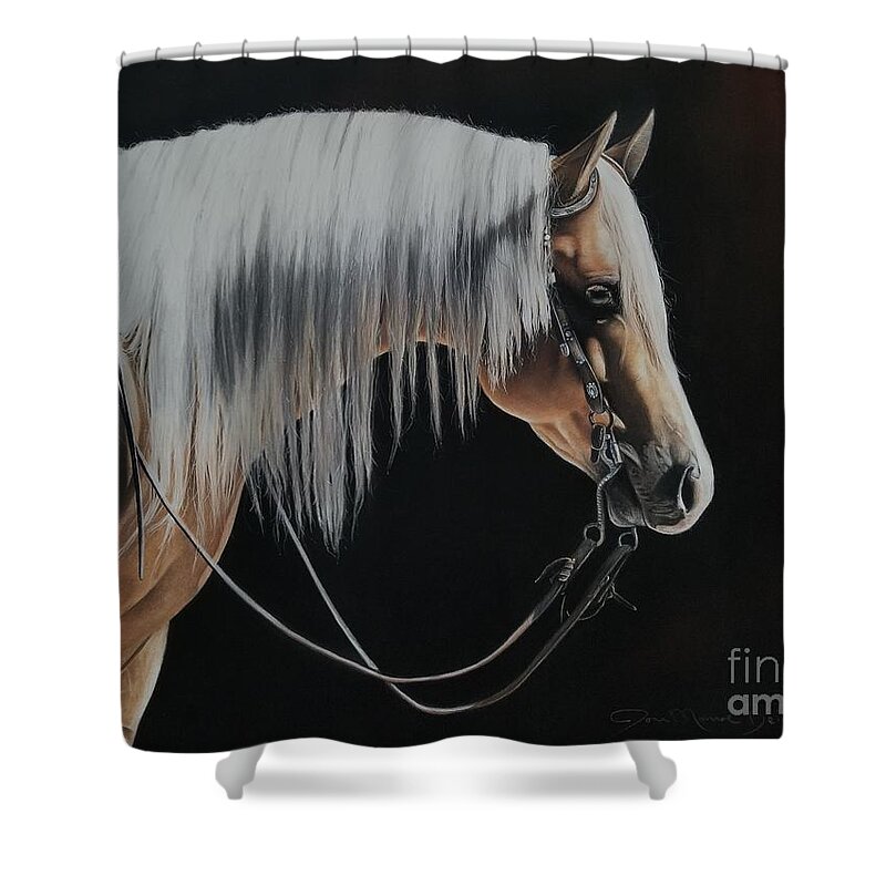 Palomino Shower Curtain featuring the pastel Not Just Another Pretty Face by Joni Beinborn