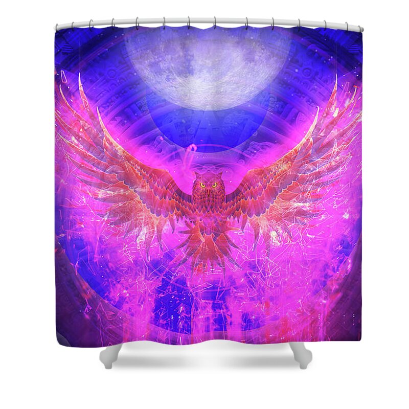Owl Shower Curtain featuring the digital art Not What They Seem by Kenneth Armand Johnson