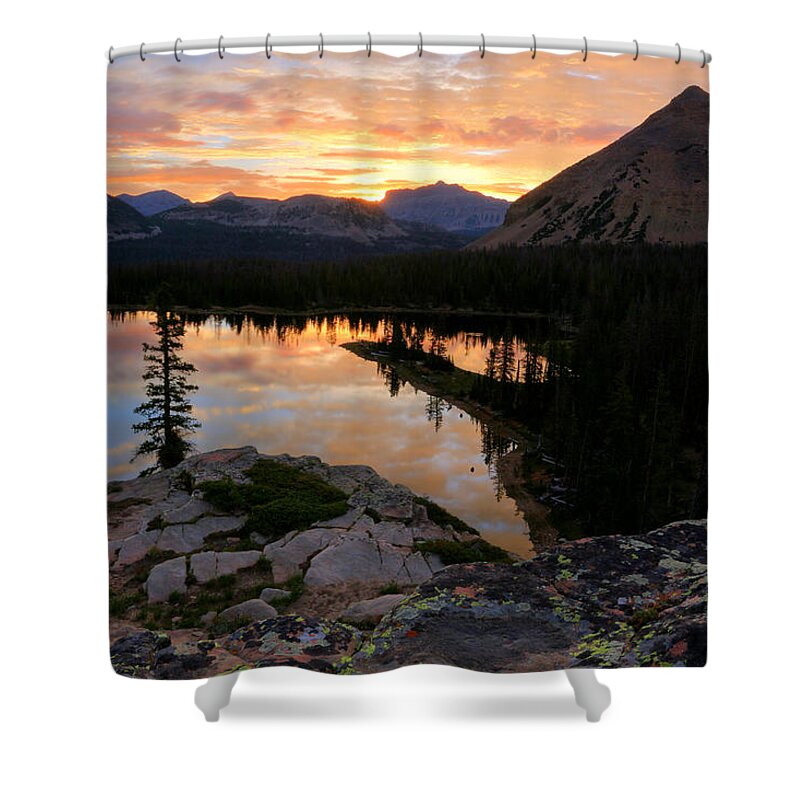 Utah Shower Curtain featuring the photograph Notch Lake Sunrise Reflection by Brett Pelletier