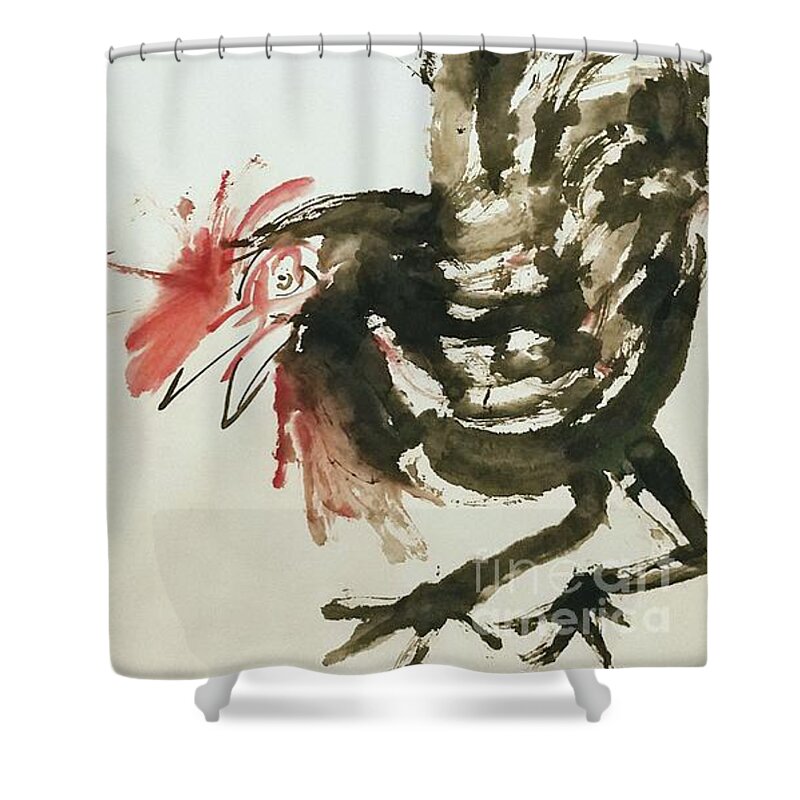 Animal Portrait Shower Curtain featuring the painting Attitude by Lisa Debaets