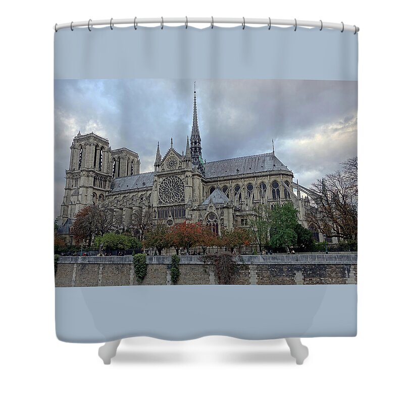 Paris Shower Curtain featuring the photograph Notre Dame Cathedral In Paris, France by Rick Rosenshein