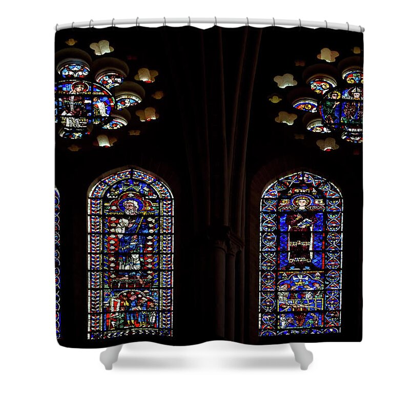 Architecture Shower Curtain featuring the digital art Notre Dame de Chartes Cathedral by Carol Ailles