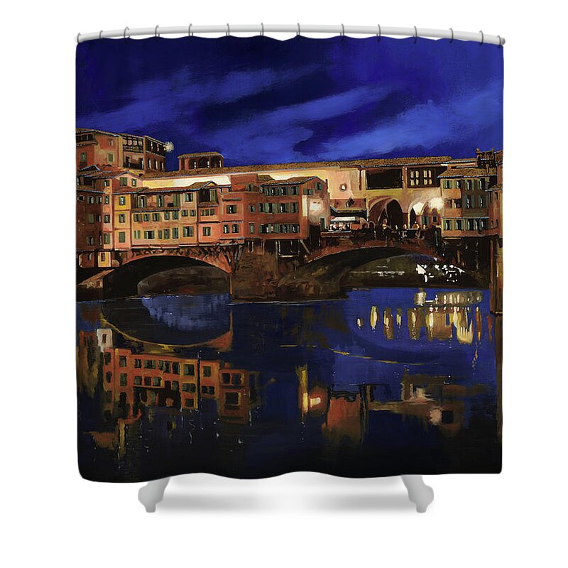 Firenze Shower Curtain featuring the painting Notturno Fiorentino by Guido Borelli