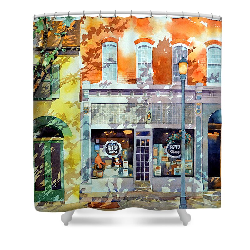 Watercolor Shower Curtain featuring the painting Novelties by Mick Williams