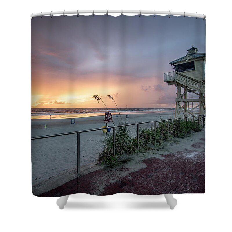 Dm Photography Shower Curtain featuring the photograph NSB Sunglow Sunrise by Danny Mongosa