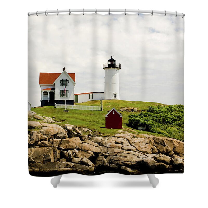 Light House Shower Curtain featuring the photograph Nubble Light House by Betty Pauwels
