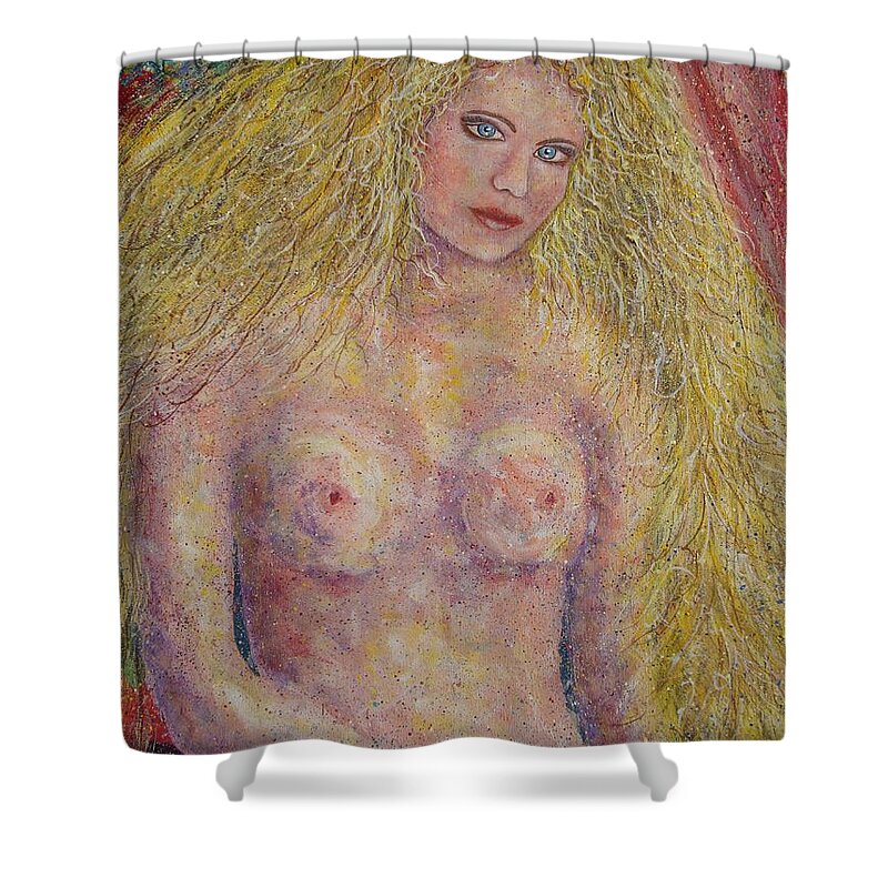 Nude Shower Curtain featuring the painting Nude Fantasy by Natalie Holland